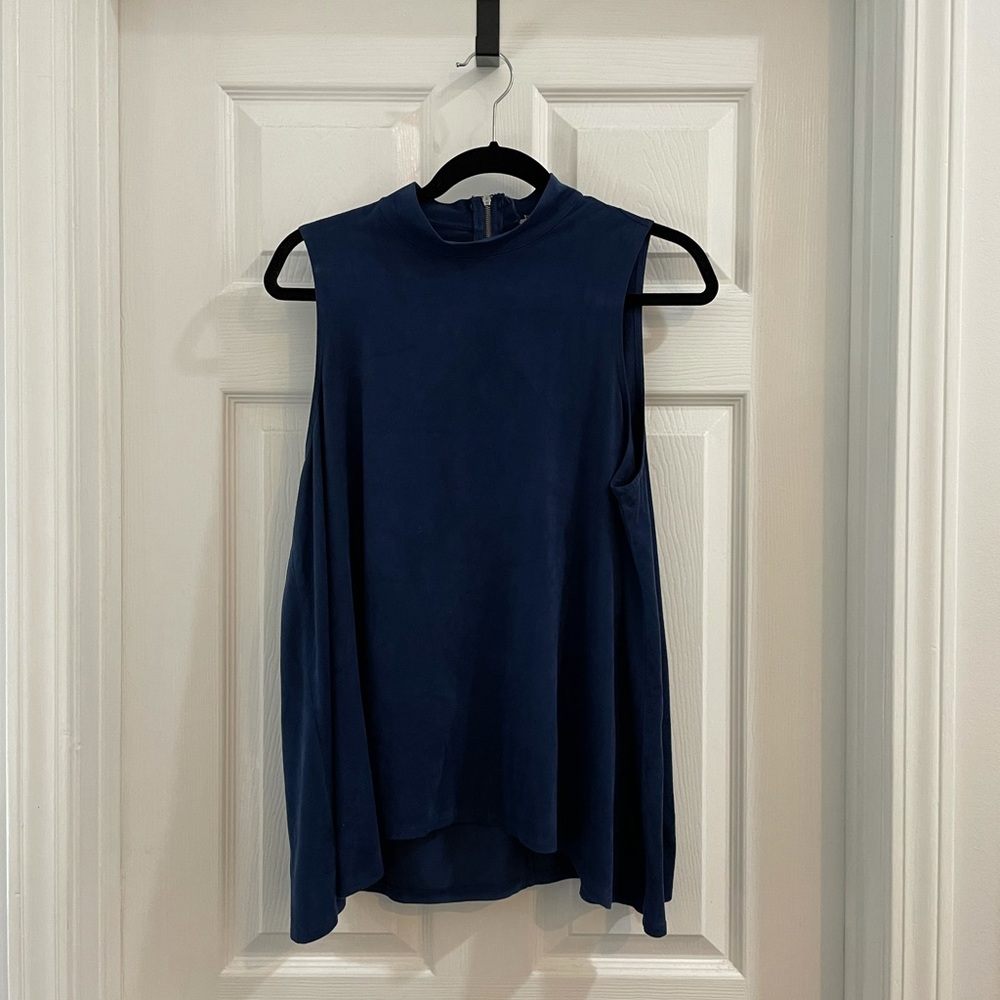 Velvet High Neck Sleeveless Blouse